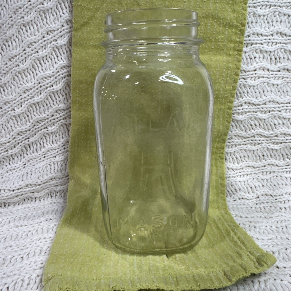 Vintage Atlas H Over A Mason Jar Square Body Quart Size